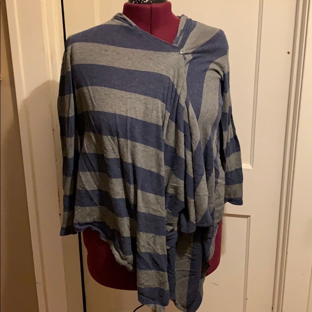 Blue and grey striped cover up